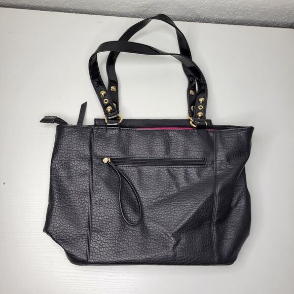 Juicy Couture Black Soft Faux Leather Double Zipper Detail Tote Shoulder Bag - Picture 3 of 10